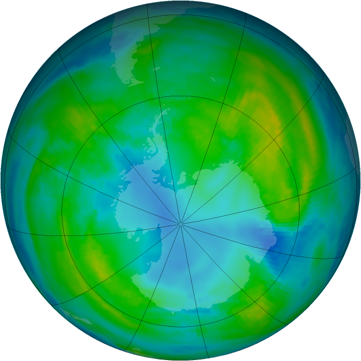 Antarctic ozone map for 25 April 1983